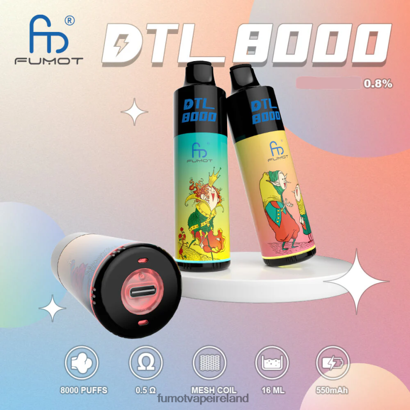 Fumot DTL 8000 Disposable Vape Pen - 16ML (1 Piece) T6F626425 | Fumot Disposable Vape Watermelon Mint
